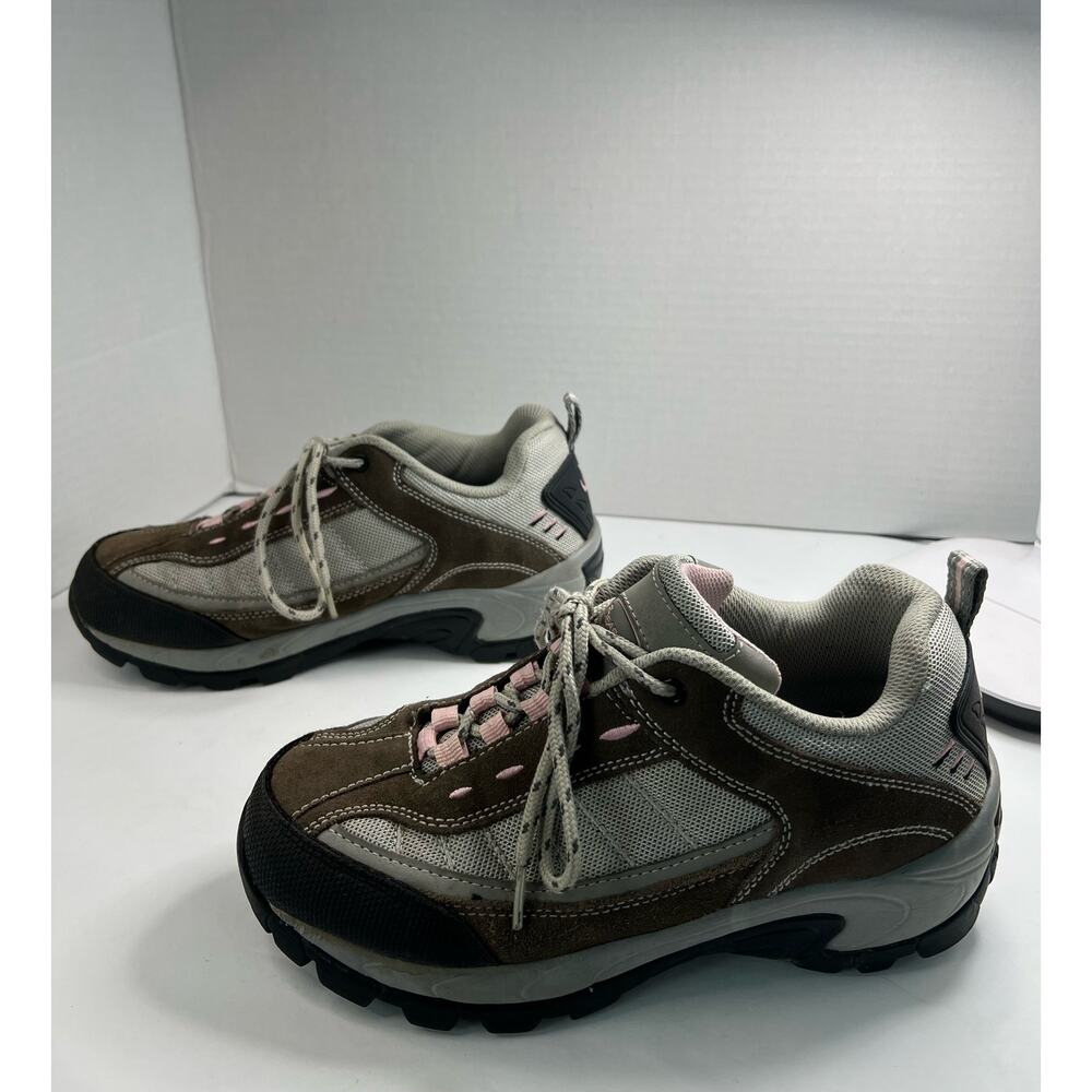 BEARPAW Women’s Hiking‎ Taupe/Brown/Pink Leather Sneaker Shoes Sz 8.5